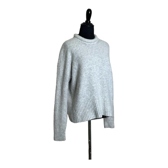 Madewell light gray long sleeves rolled crew neck sweater size large - Picture 7 of 10
